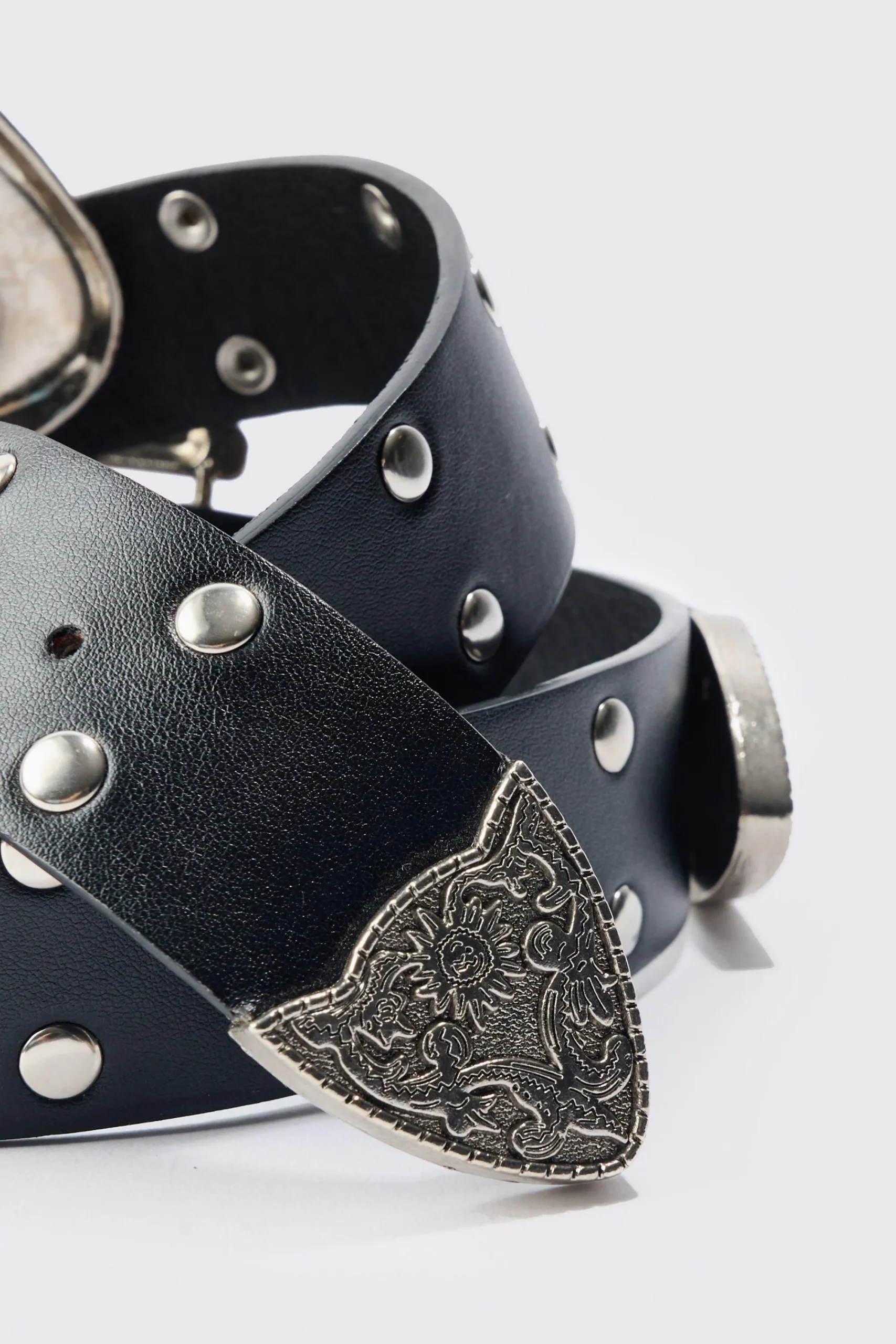 boohooMAN Double Buckle Studded Belt In | UK| Belts