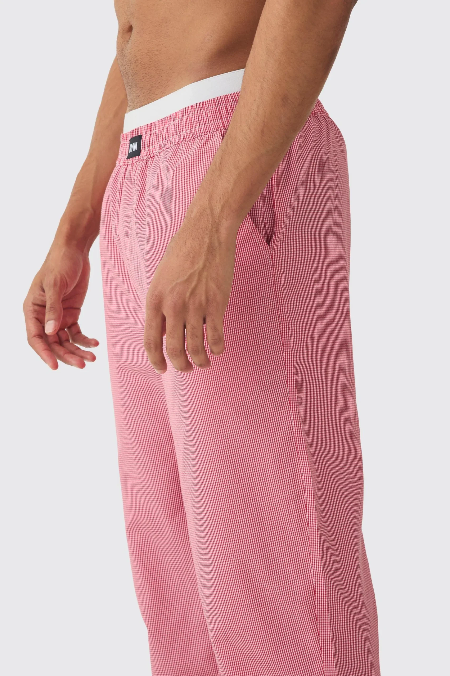 boohooMAN Double Waistband Check Lounge Bottoms | UK| Loungewear|Joggers