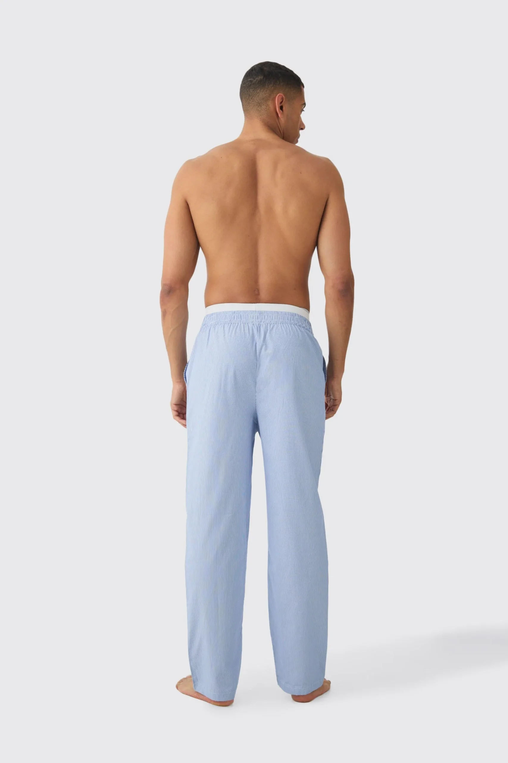 boohooMAN Double Waistband Woven Stripe Lounge Bottoms | UK| Loungewear|Joggers