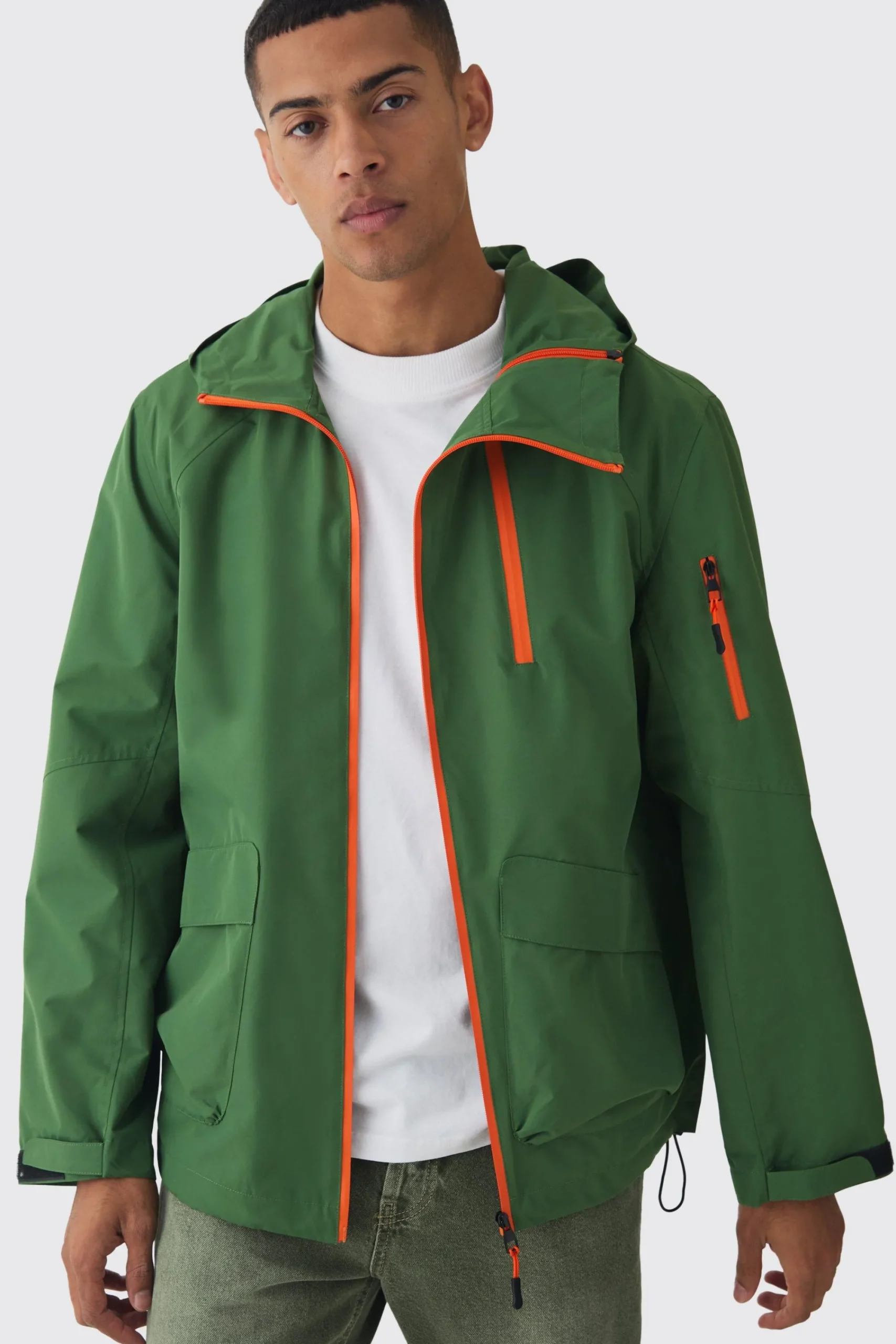 boohooMAN Double Zip Hooded Windbreaker In | UK| Coats & Jackets