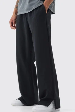 boohooMAN Drawcord Waist Split Hem Straight Leg Trousers | UK| Suits & Tailoring|Trousers