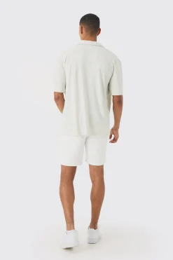 boohooMAN Drop Revere Towelling Embroidered Shirt | UK| Shirts