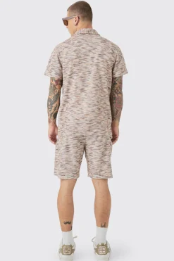boohooMAN Drop Shoulder Slub Boucle Shirt & Short Set | UK| Shorts