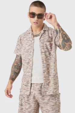 boohooMAN Drop Shoulder Slub Boucle Shirt & Short Set | UK| Shorts
