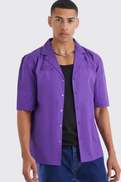 boohooMAN Dropped Revere Poplin Worldwide Club Shirt | UK| Shirts