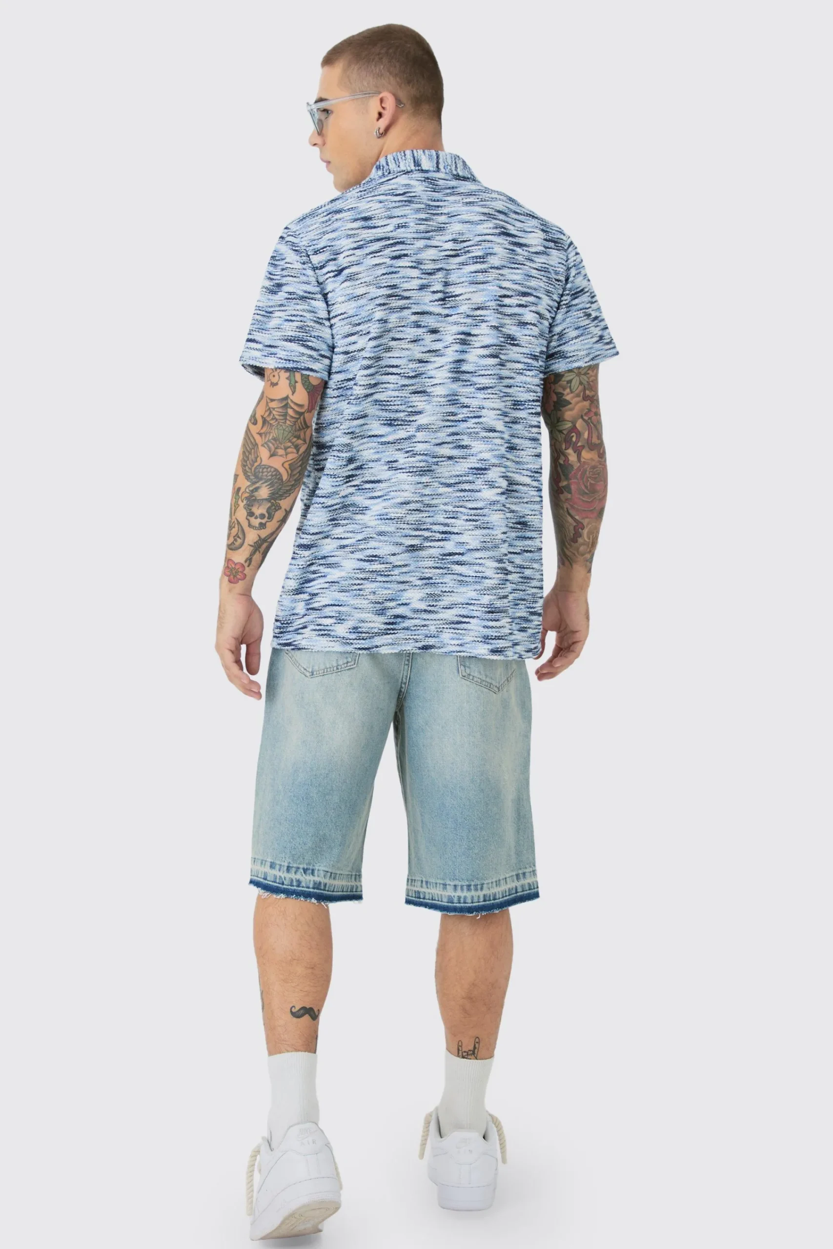 boohooMAN Dropped Soulder Boucle Slub Revere Shirt | UK| Shirts