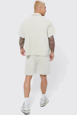 boohooMAN Cord Shirt And Shorts Set | UK| Sets & Co-Ords