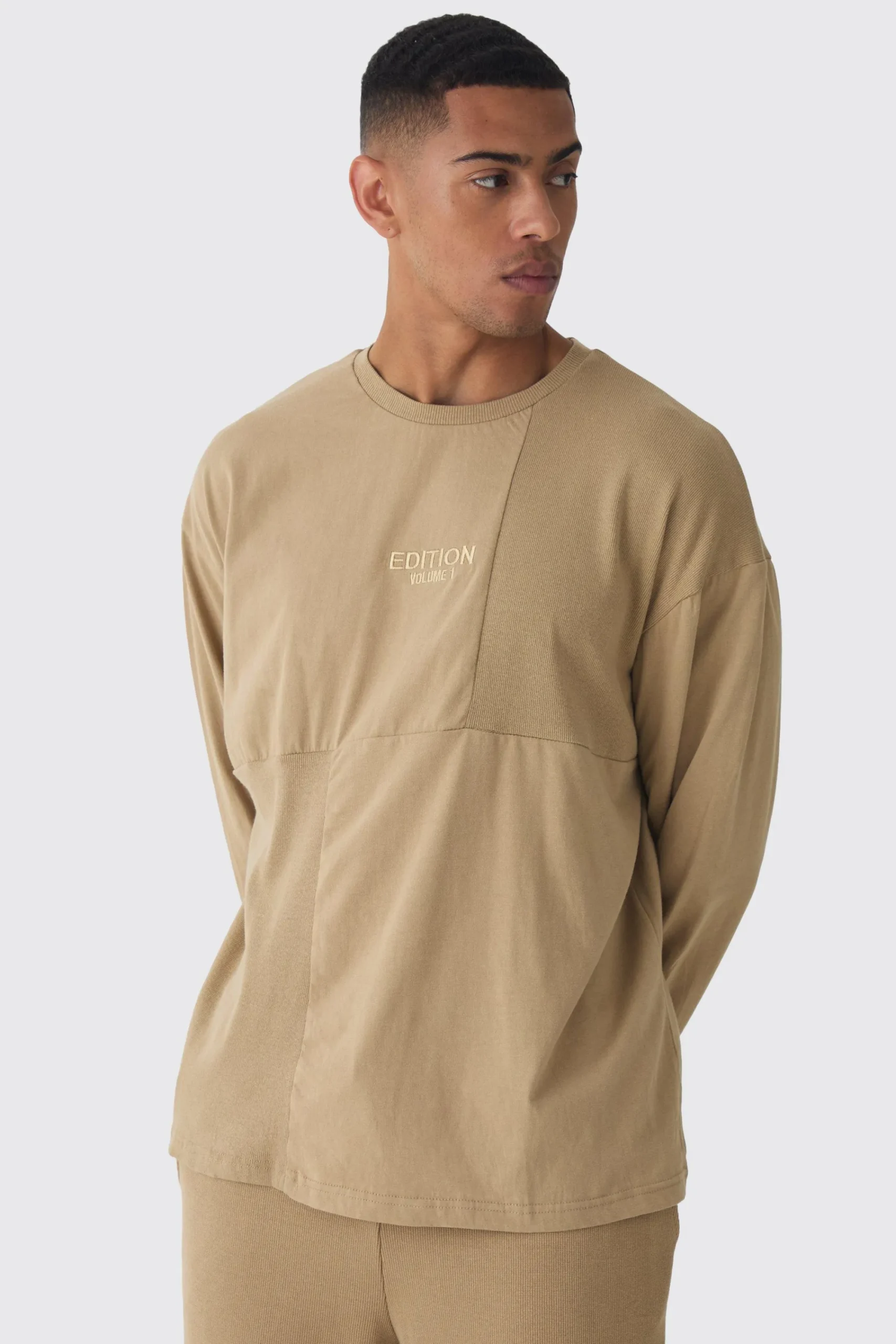 EDITION Heavyweight Ribbed Panelled T-shirt | UK^boohooMAN Discount