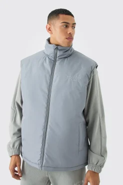 boohooMAN EDITION Oversized Funnel Neck Padded Gilet | UK| Coats & Jackets
