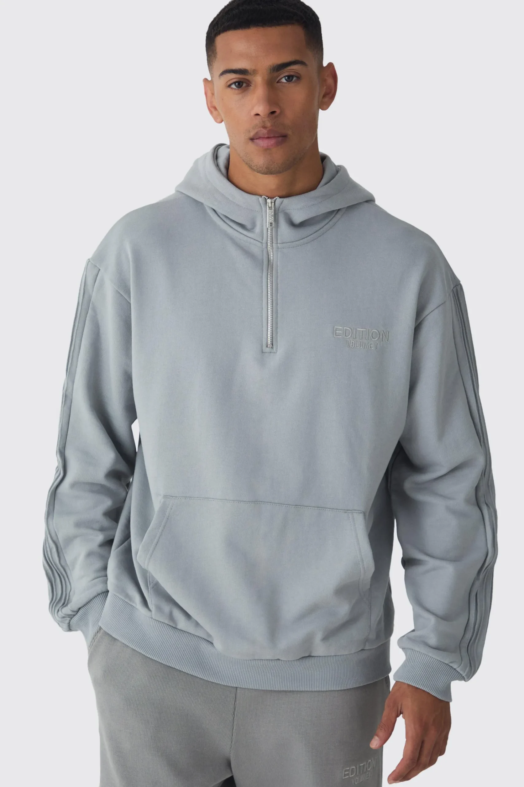 boohooMAN EDITION Oversized Heavyweight 1/4 Zip Pintuck Hoodie | UK| Hoodies & Sweatshirts