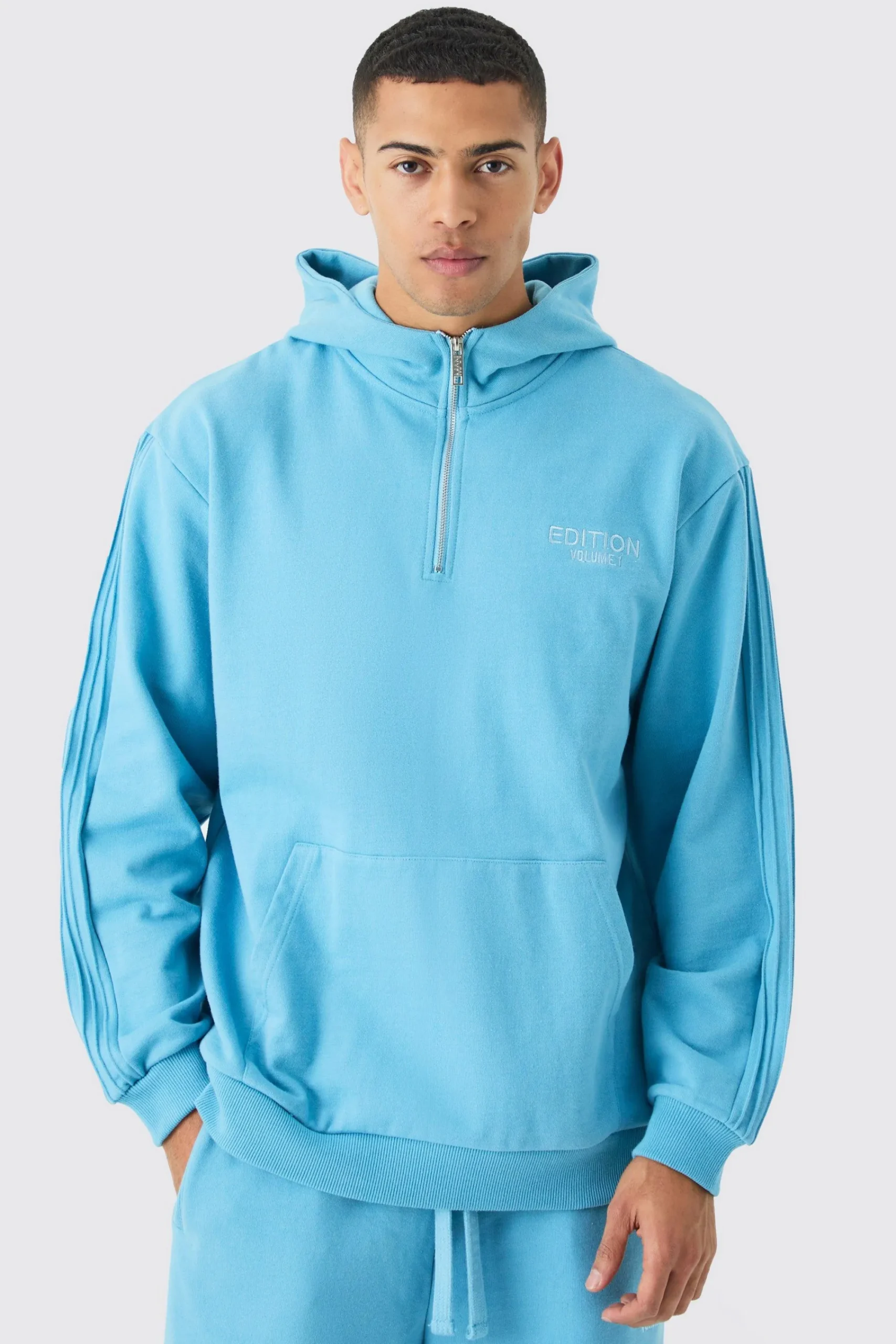 boohooMAN EDITION Oversized Heavyweight 1/4 Zip Pintuck Hoodie | UK| Hoodies & Sweatshirts