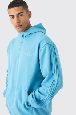 boohooMAN EDITION Oversized Heavyweight 1/4 Zip Pintuck Hoodie | UK| Hoodies & Sweatshirts