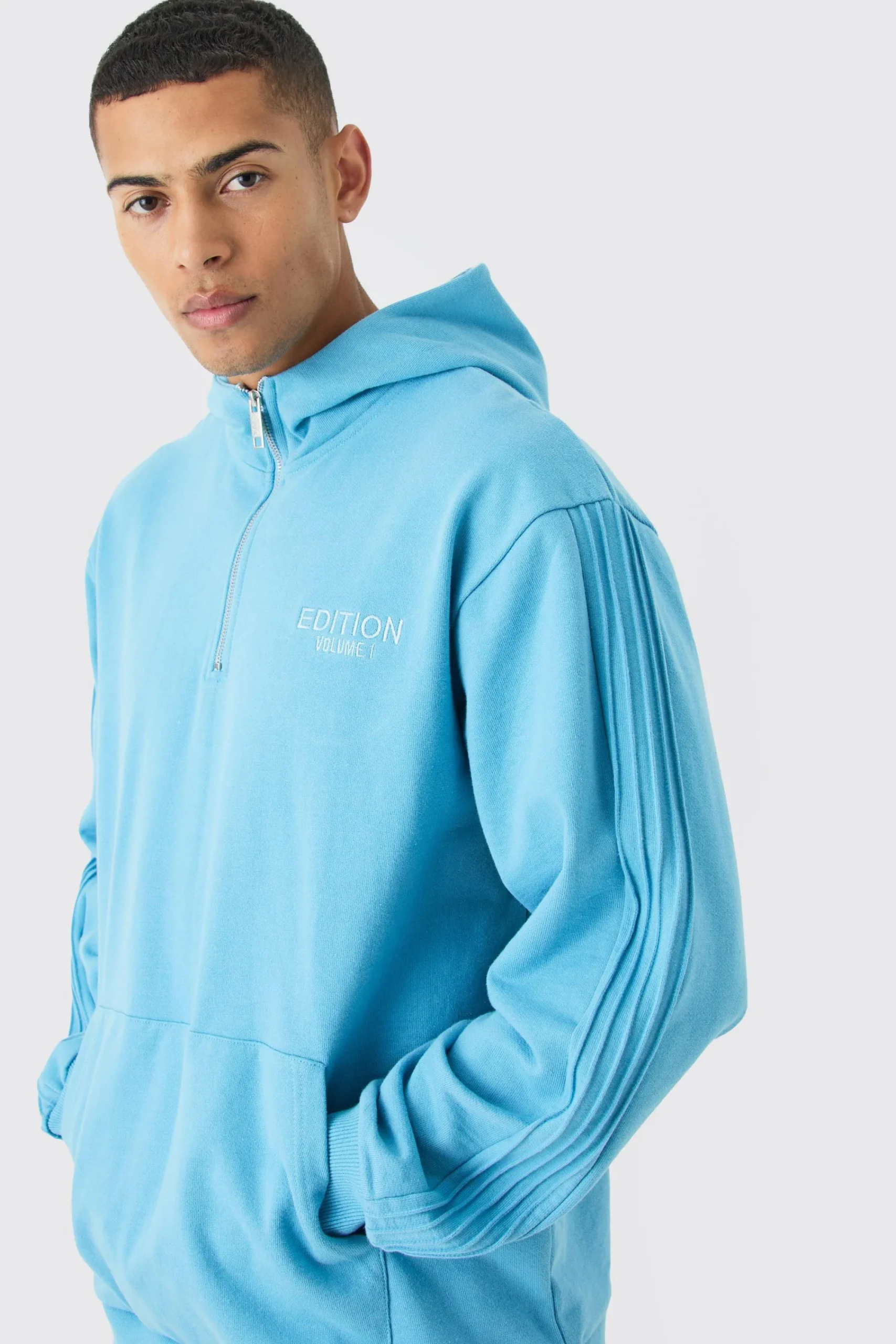 boohooMAN EDITION Oversized Heavyweight 1/4 Zip Pintuck Hoodie | UK| Hoodies & Sweatshirts