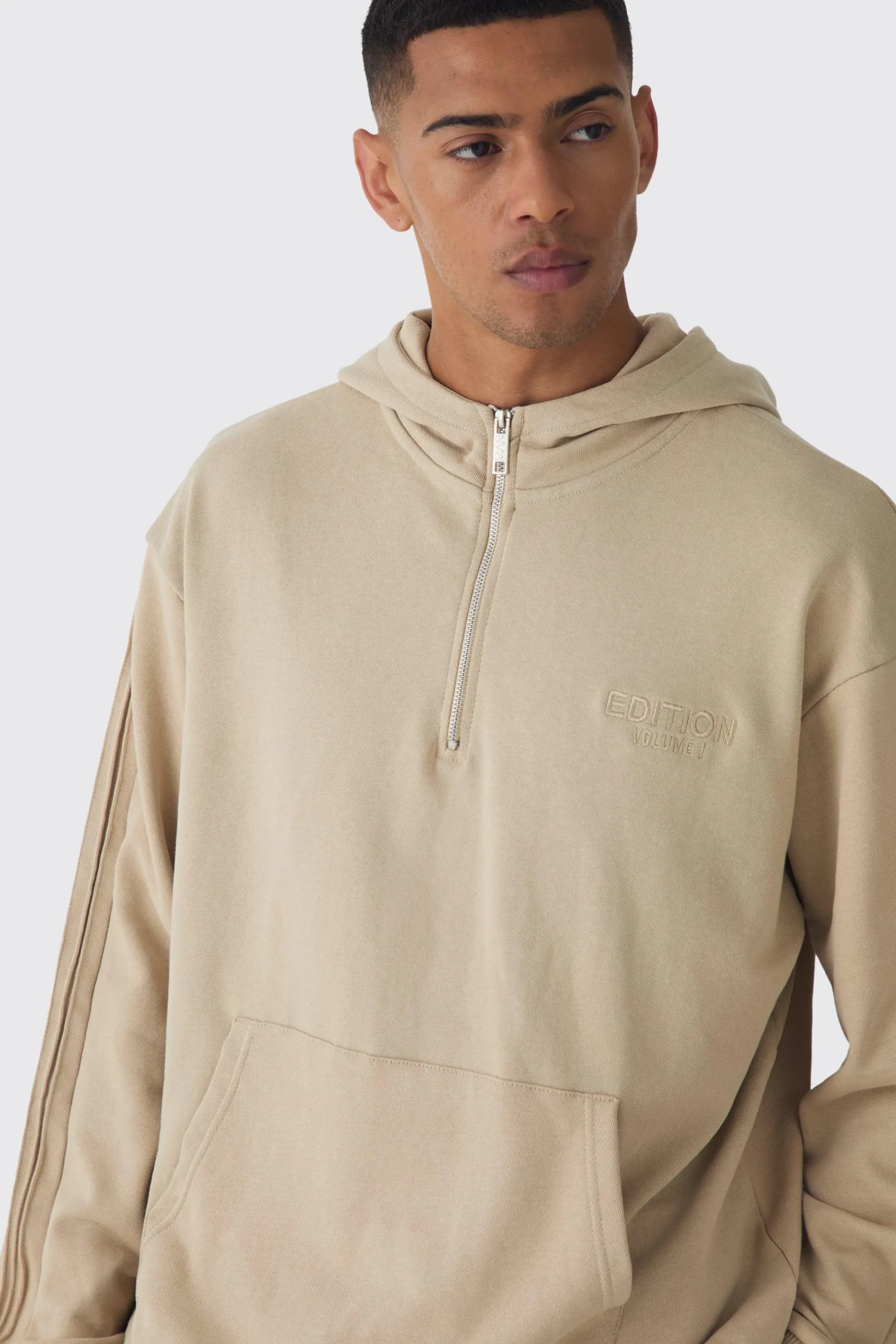 boohooMAN EDITION Oversized Heavyweight 1/4 Zip Pintuck Hoodie | UK| Hoodies & Sweatshirts