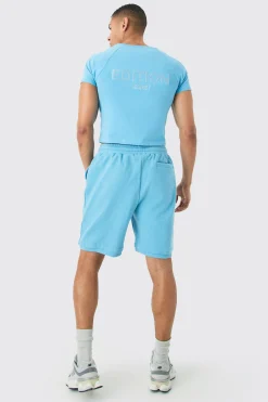 EDITION Shrunken Heavyweight Extended Neck T-shirt | UK^boohooMAN New