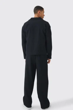 boohooMAN Elastic Waist Baggy Fit Contrast Drawcord Pleated Trouser | UK| Trousers