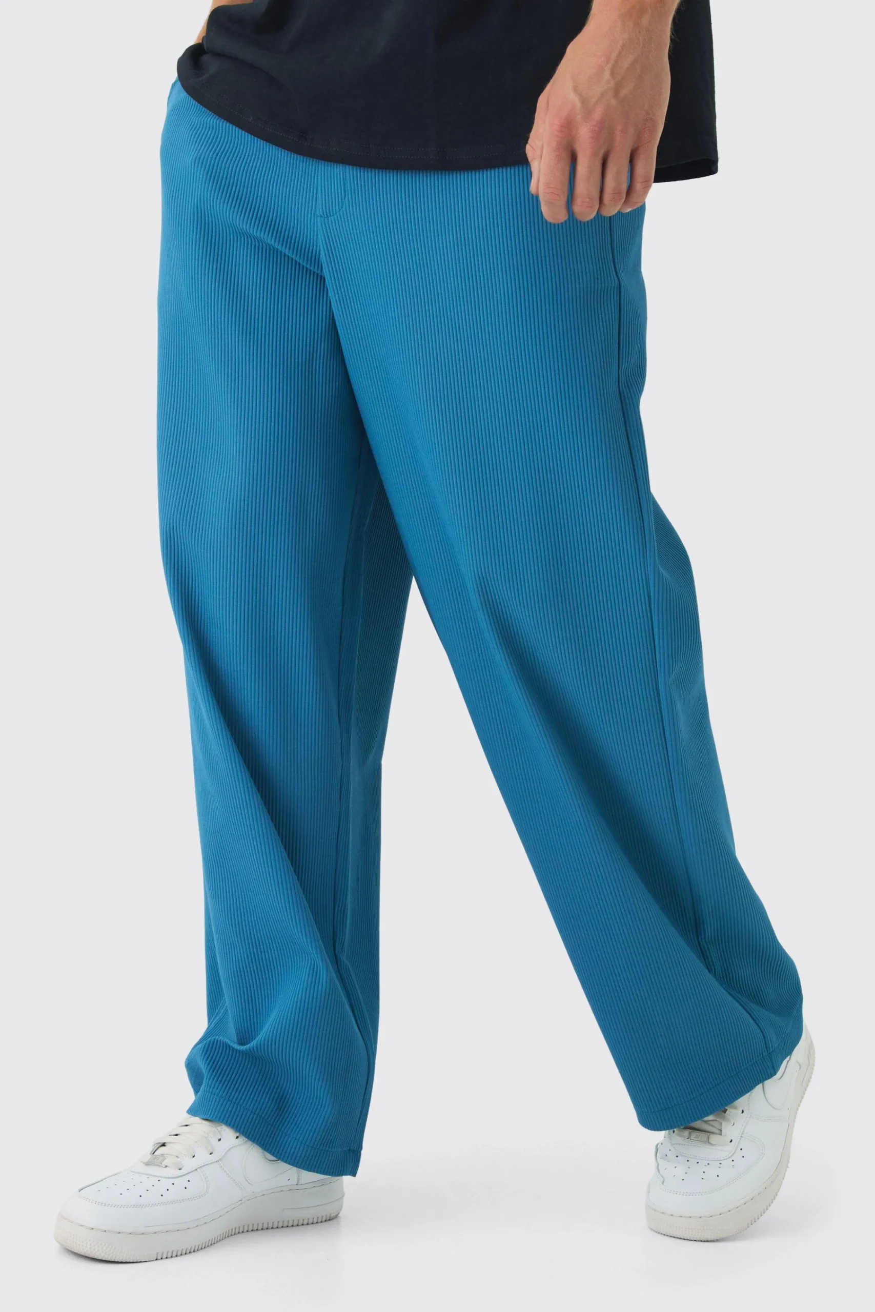 boohooMAN Elastic Waist Baggy Fit Contrast Drawcord Pleated Trouser | UK| Trousers