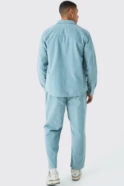 boohooMAN Elastic Waist Skate Cord Trouser In | UK| Trousers