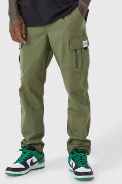 boohooMAN Elastic Waist Straight Cargo Zip Detail Trouser | UK| Trousers