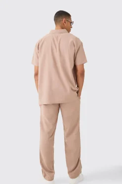 boohooMAN Elastic Waist Straight Leg Linen Trouser | UK| Trousers