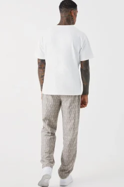 boohooMAN Elastic Waist Straight Woven Geo Trouser | UK| Trousers|Sets & Co-Ords