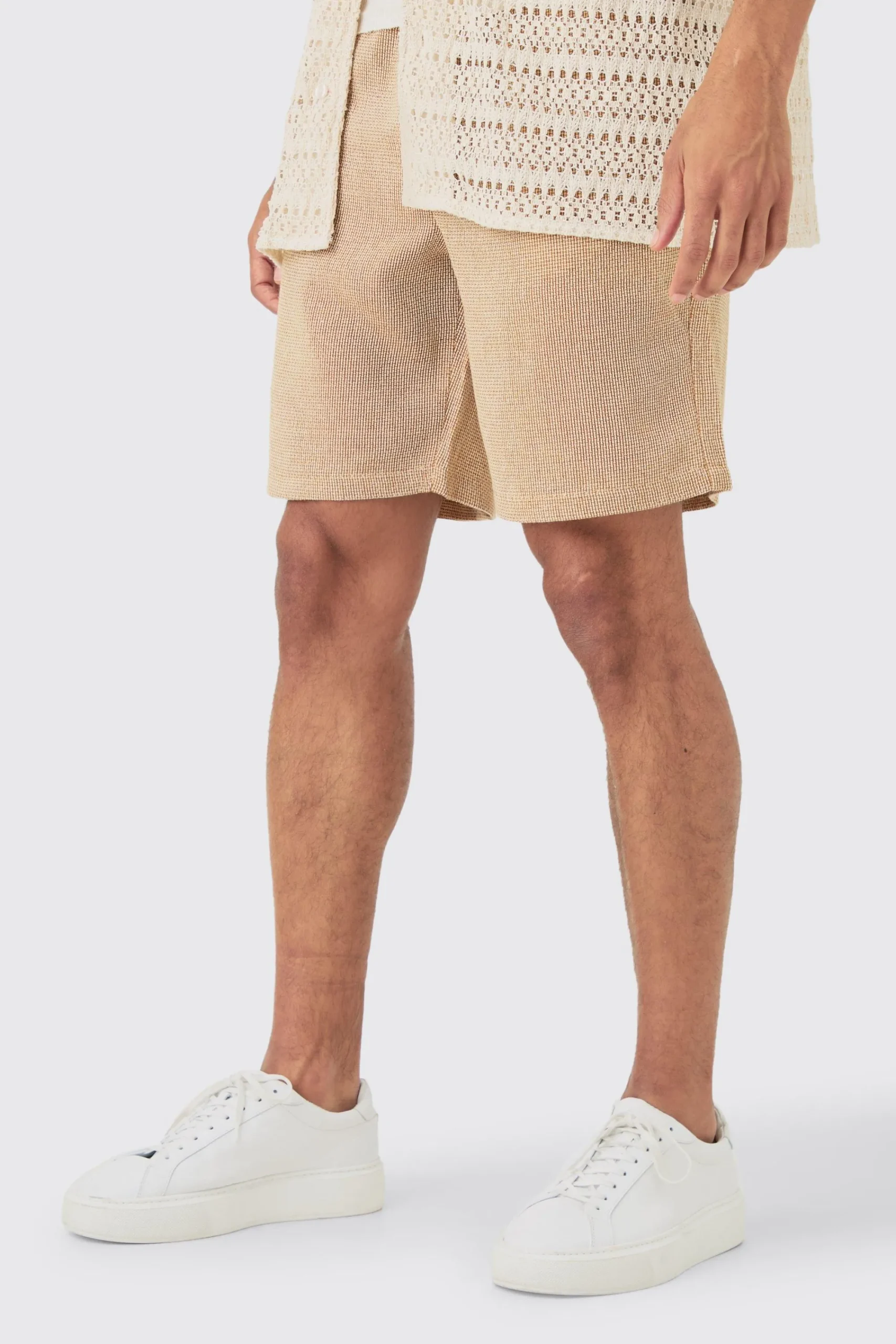 boohooMAN Elastic Waist Textured Check Comfort Short | UK| Sets & Co-Ords