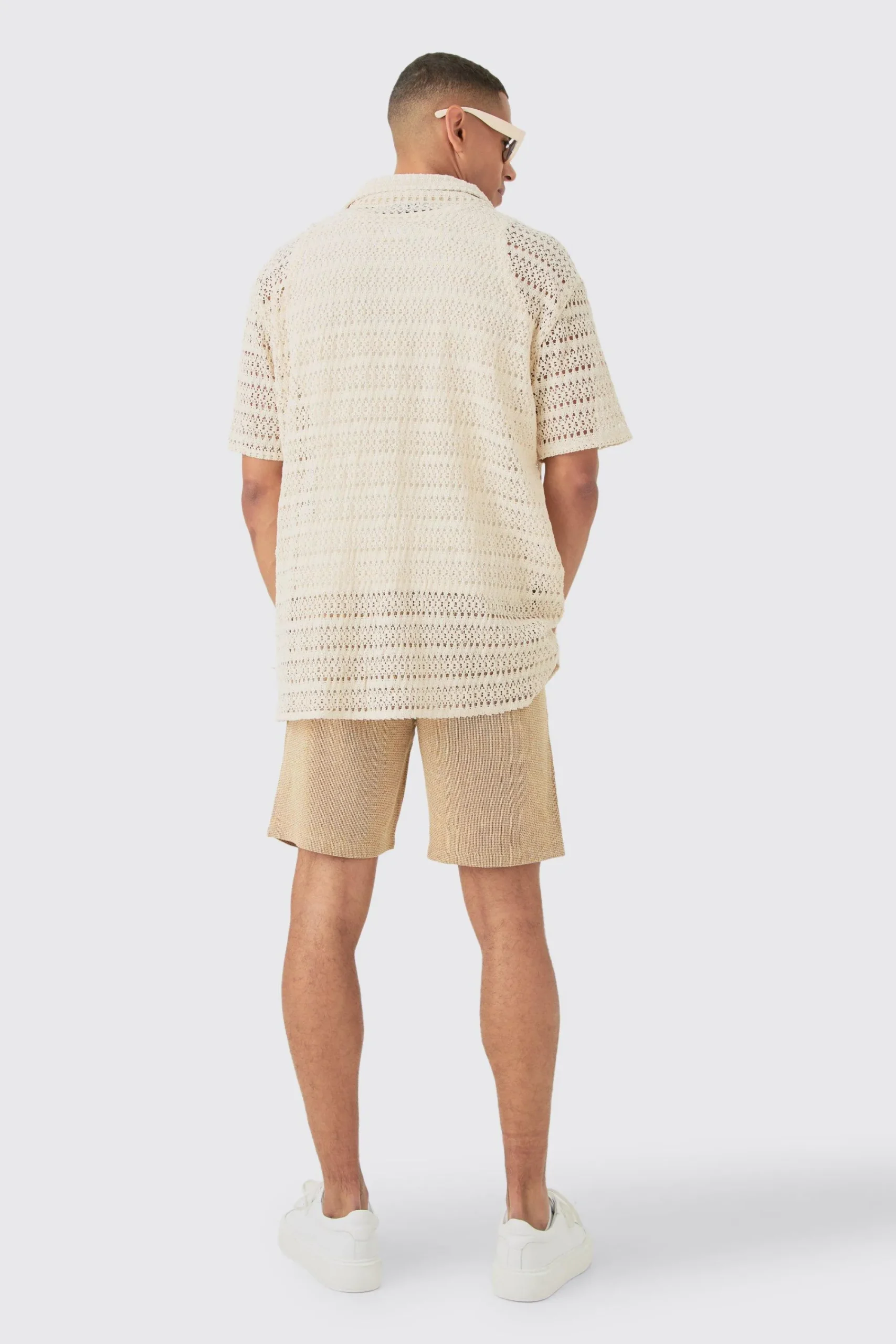 boohooMAN Elastic Waist Textured Check Comfort Short | UK| Sets & Co-Ords