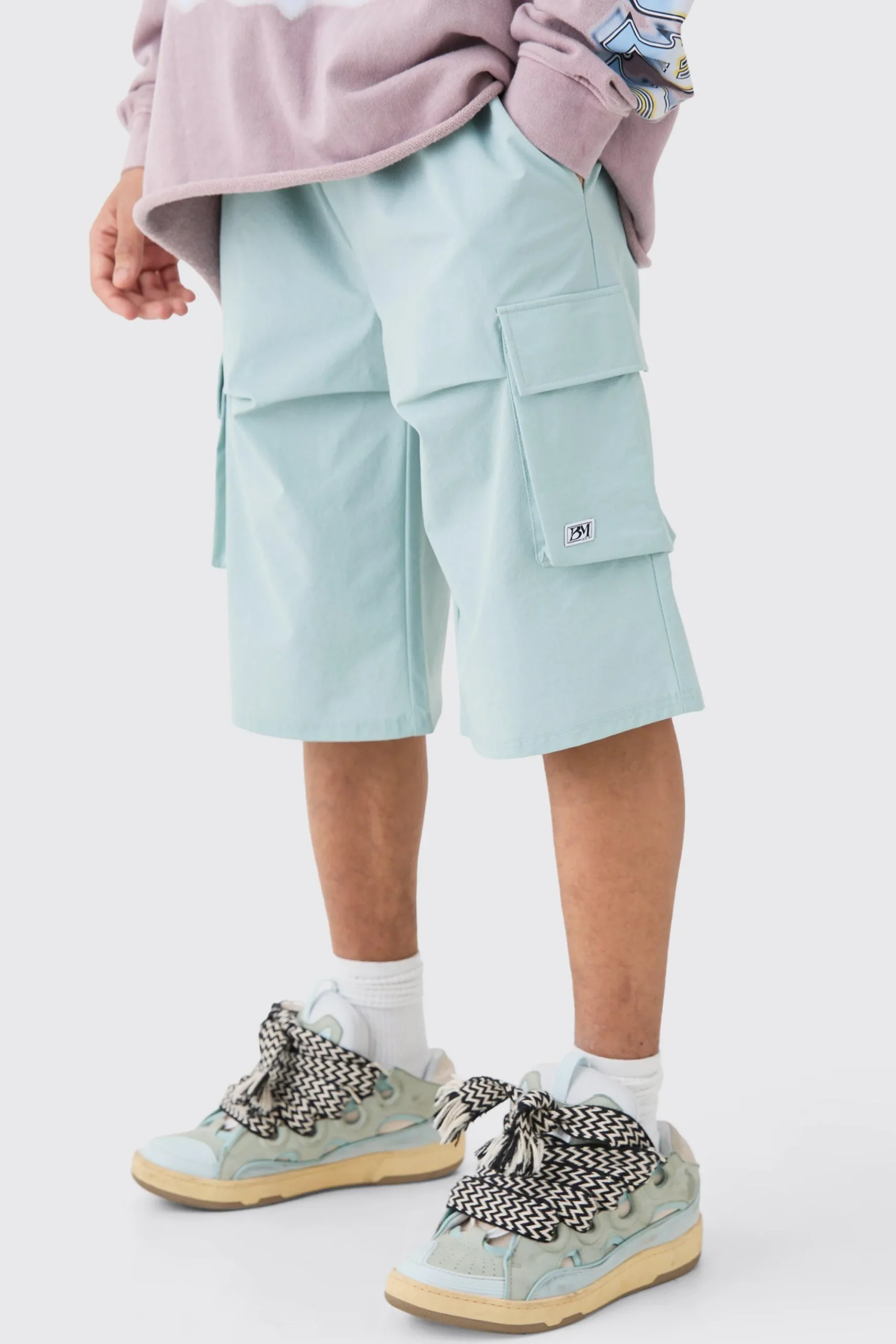 boohooMAN Elasticated Relaxed Technical Stretch Short With Branding | UK| Shorts