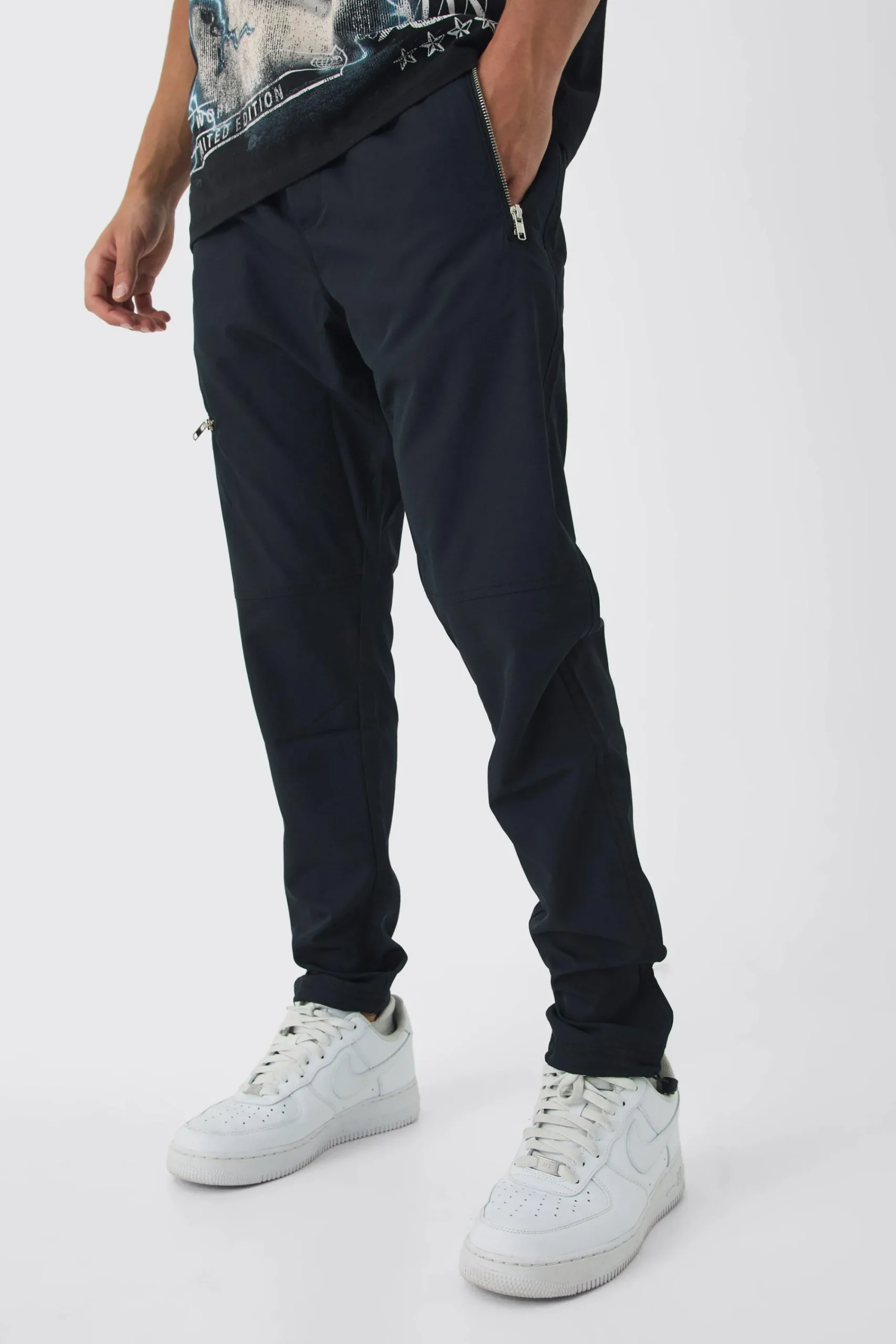 boohooMAN Elasticated Skinny Utility Zip Pocket Trousers | UK| Trousers