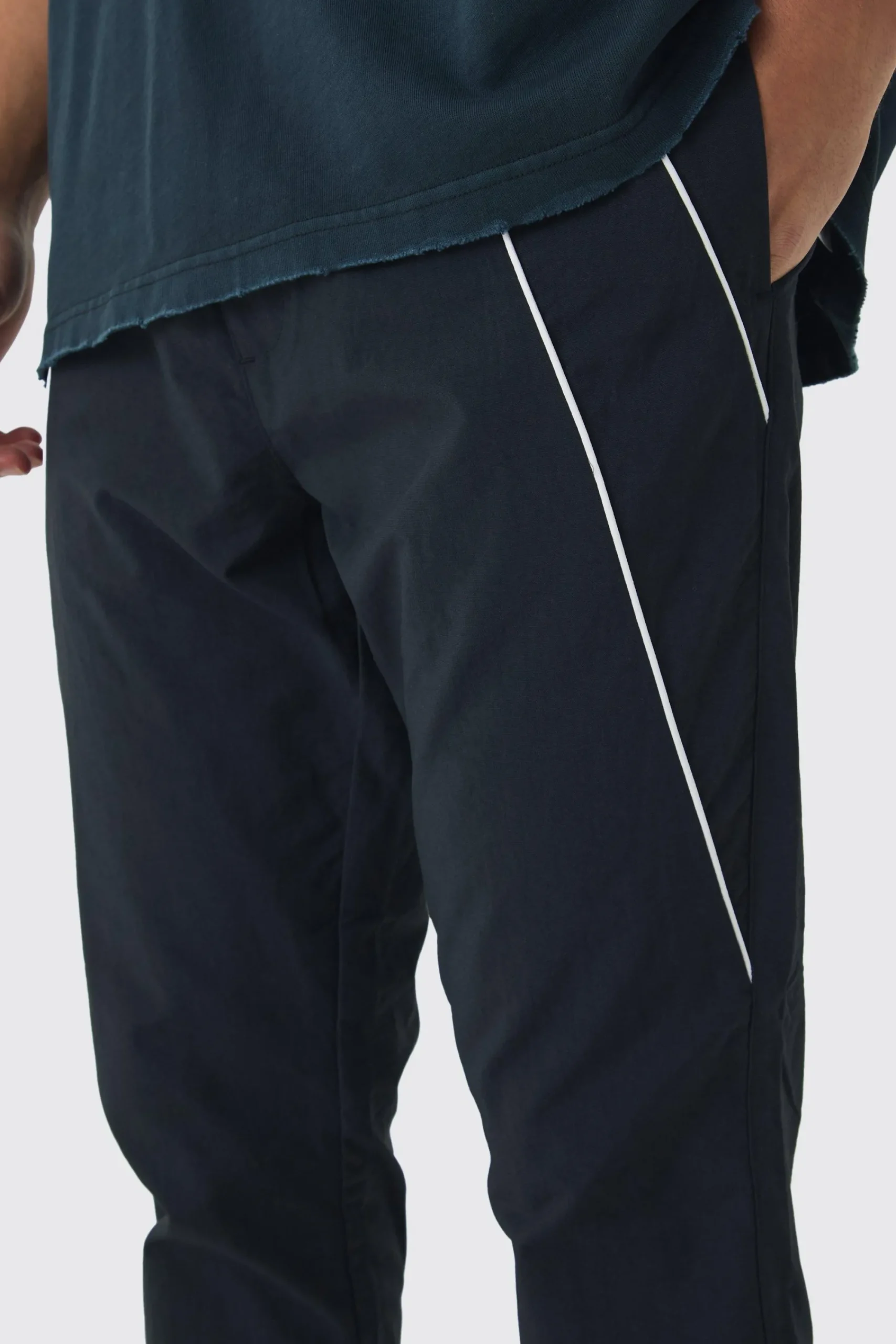boohooMAN Elasticated Slim Cargo Piping Parachute Trousers | UK| Trousers|Cargos