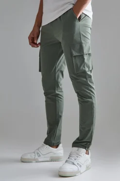 boohooMAN Elasticated Technical Stretch Skinny Cargo Trouser | UK| Trousers|Cargos