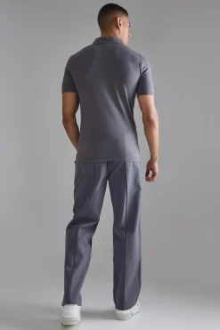 boohooMAN Elasticated Technical Stretch Relaxed Pintuck Trouser | UK| Trousers