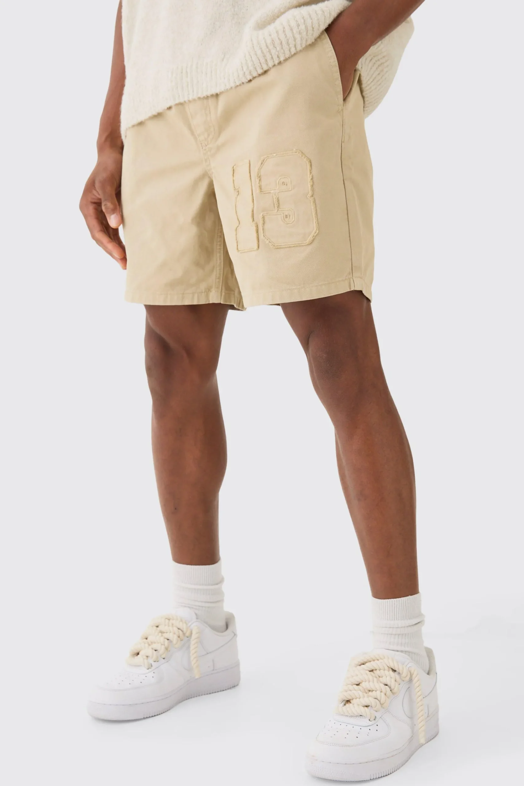 boohooMAN Elasticated Waist Applique Short Length Relaxed Shorts | UK| Shorts
