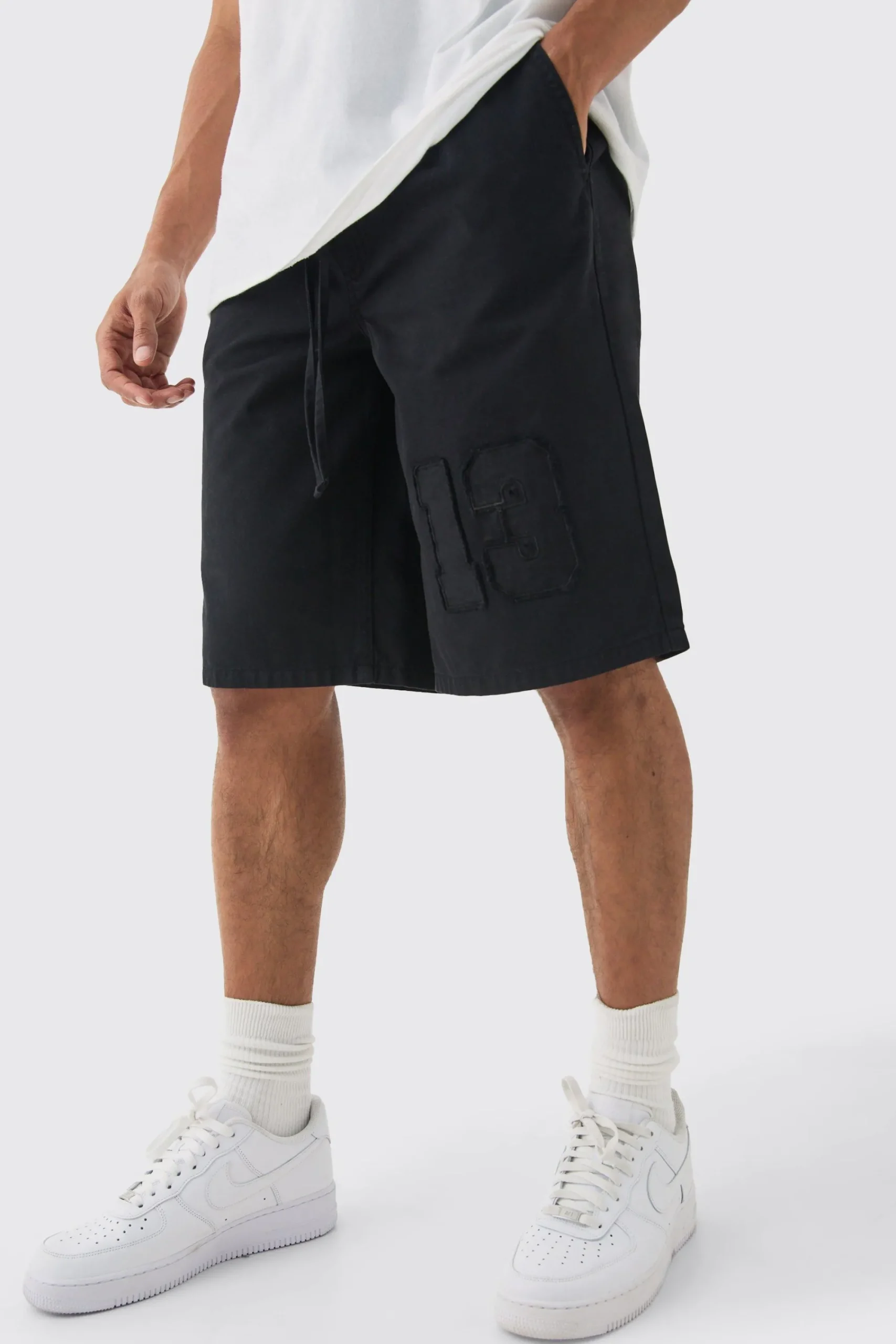 boohooMAN Elasticated Waist Applique Jorts | UK| Shorts