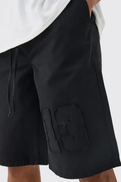 boohooMAN Elasticated Waist Applique Jorts | UK| Shorts