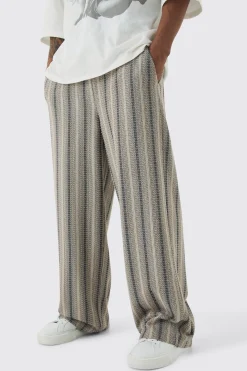 boohooMAN Elasticated Waist Baggy Boucle Trousers | UK| Trousers