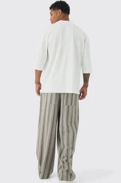 boohooMAN Elasticated Waist Baggy Boucle Trousers | UK| Trousers