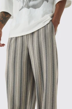 boohooMAN Elasticated Waist Baggy Boucle Trousers | UK| Trousers