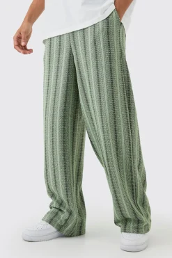 boohooMAN Elasticated Waist Baggy Boucle Trousers | UK| Trousers