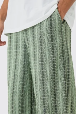 boohooMAN Elasticated Waist Baggy Boucle Trousers | UK| Trousers