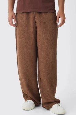 boohooMAN Elasticated Waist Baggy Textured Rope Drawcord Trousers | UK| Trousers