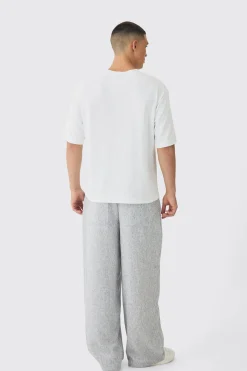 boohooMAN Elasticated Waist Baggy Textured Rope Drawcord Trousers | UK| Trousers