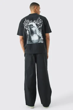 boohooMAN Elasticated Waist Contrast Drawcord Baggy Trouser | UK| Trousers