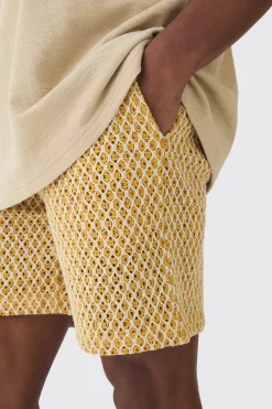 boohooMAN Elasticated Waist Crochet Bermuda Shorts | UK| Shorts