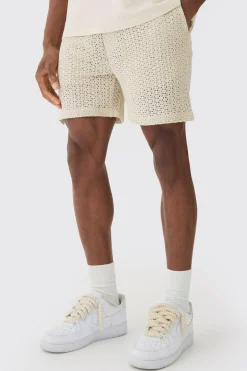 boohooMAN Elasticated Waist Crochet Bermuda Shorts | UK| Shorts