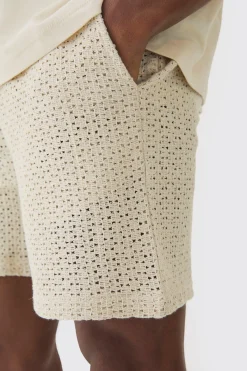 boohooMAN Elasticated Waist Crochet Bermuda Shorts | UK| Shorts