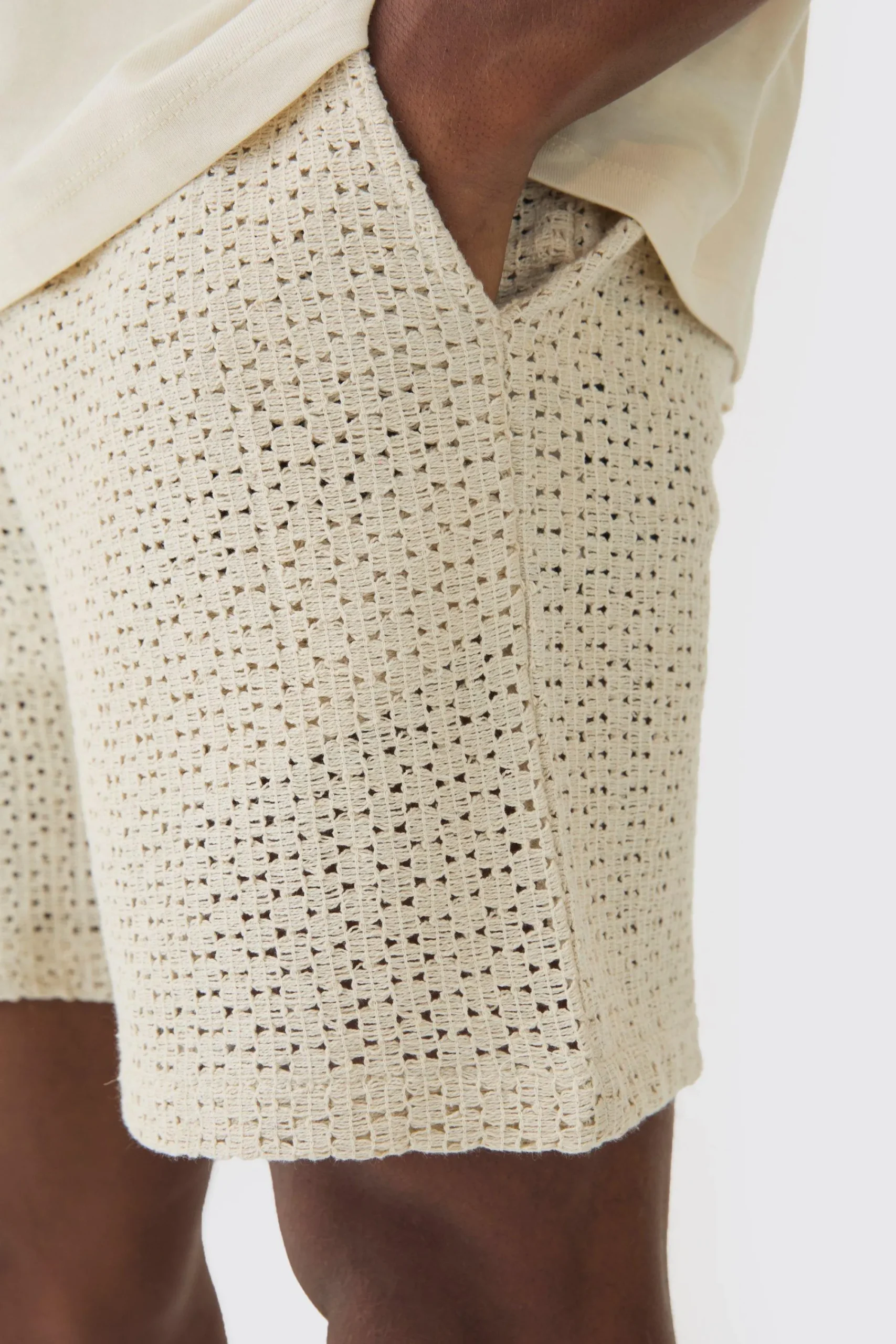 boohooMAN Elasticated Waist Crochet Bermuda Shorts | UK| Shorts