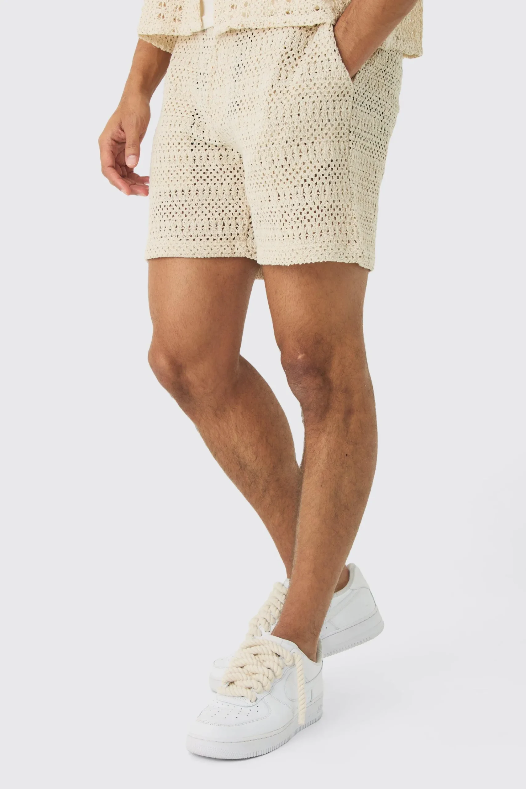 boohooMAN Elasticated Waist Crochet Bermuda Shorts | UK| Shorts