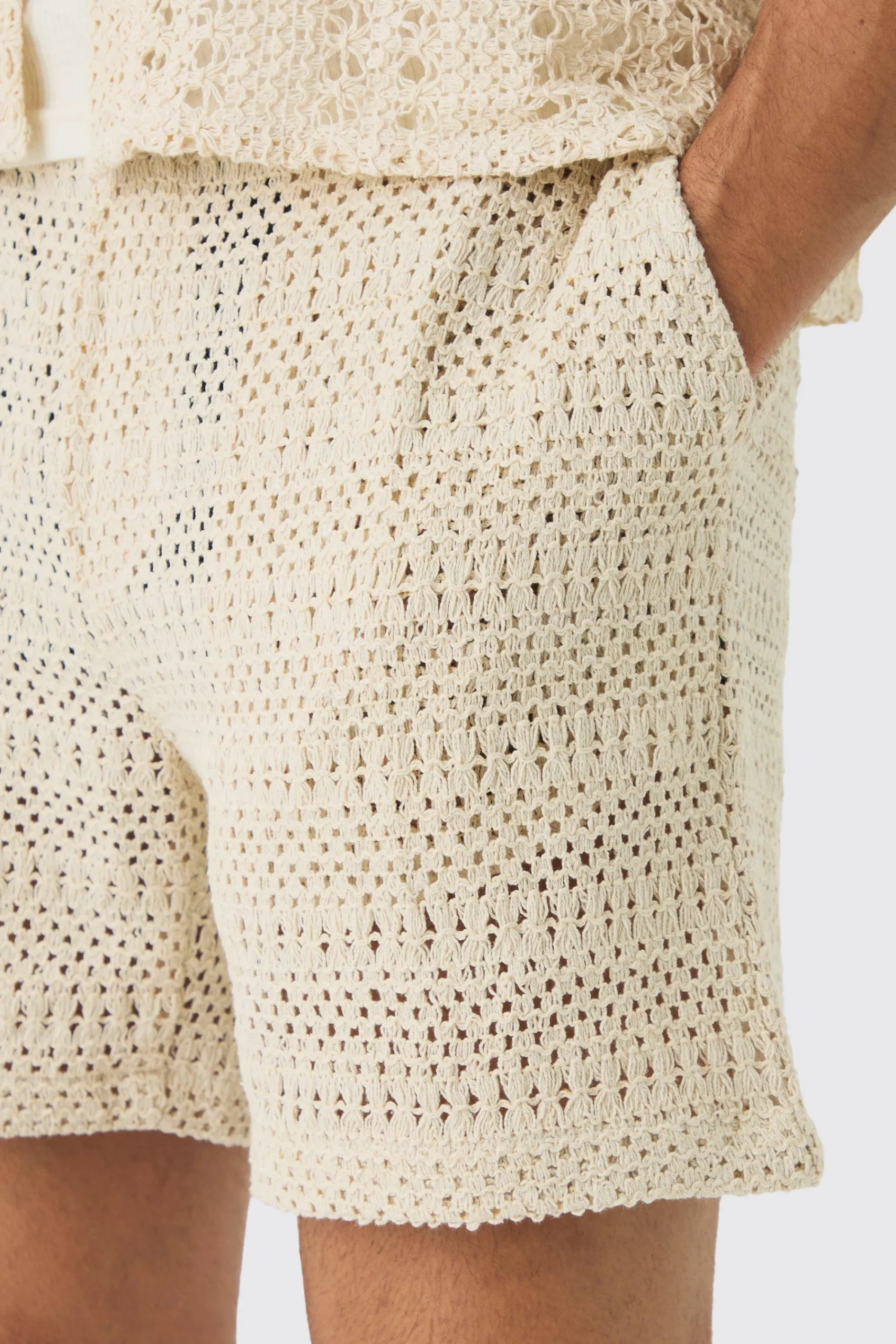 boohooMAN Elasticated Waist Crochet Bermuda Shorts | UK| Shorts