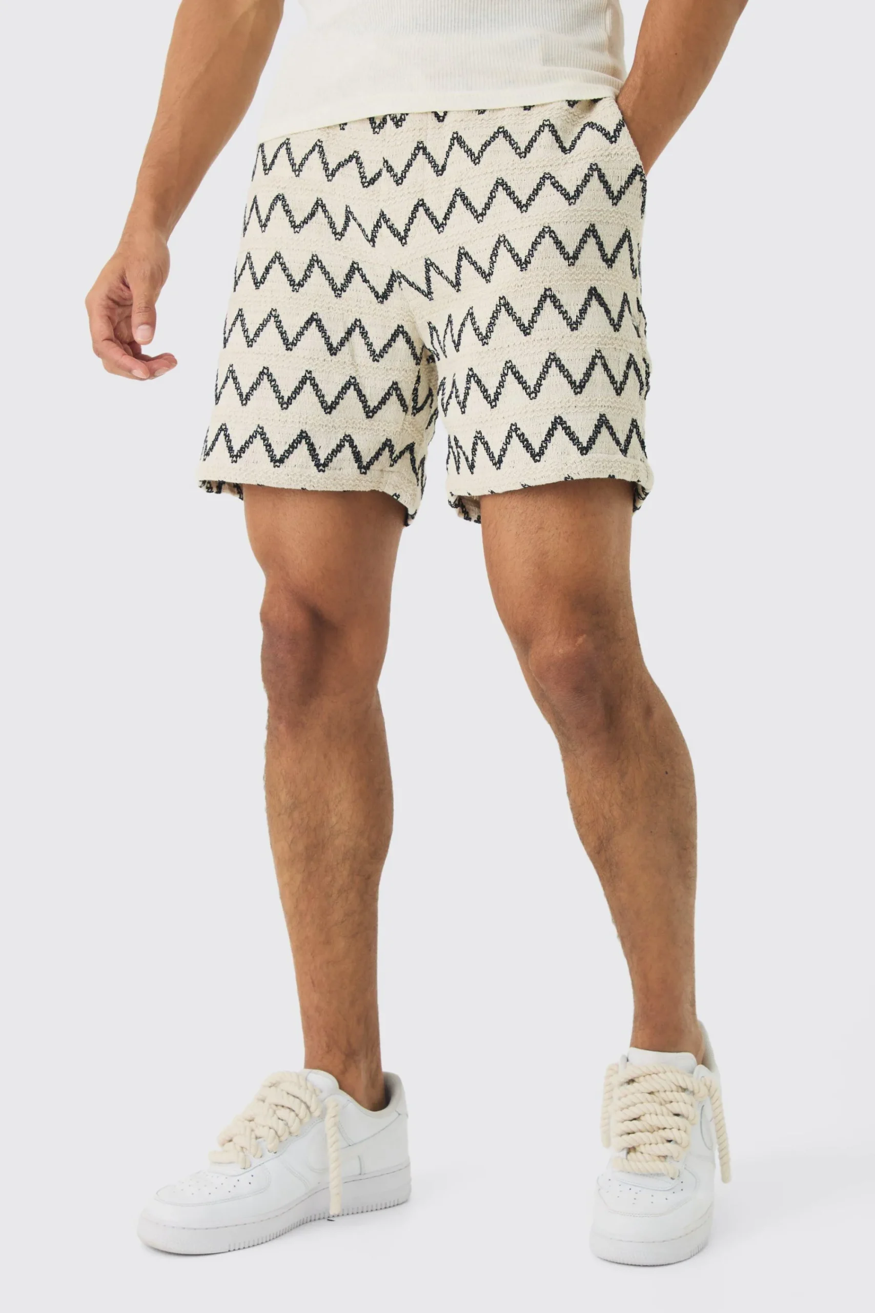 boohooMAN Elasticated Waist Crochet Bermuda Shorts | UK| Shorts